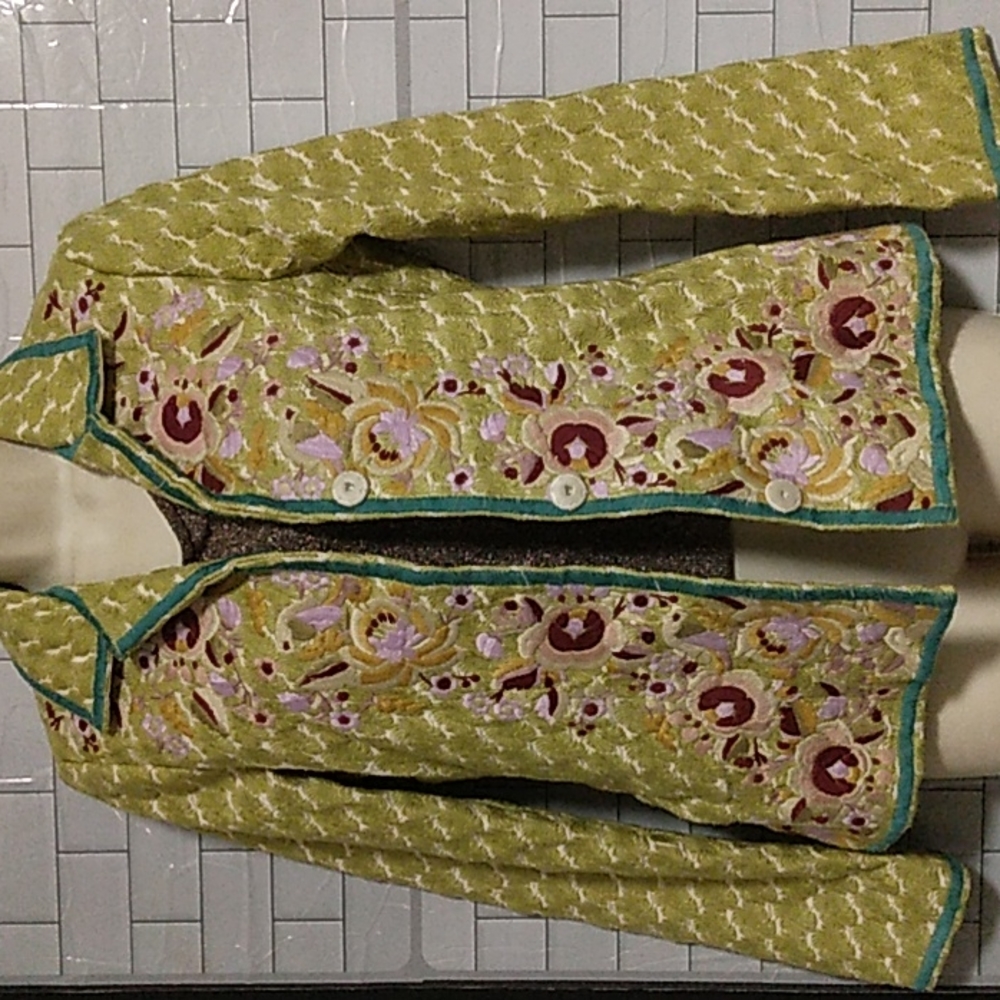VtG Johnny Was Biya Collection silk embroidered  jacket size small
